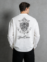 Fashionable printed pure cotton round-neck hoodie