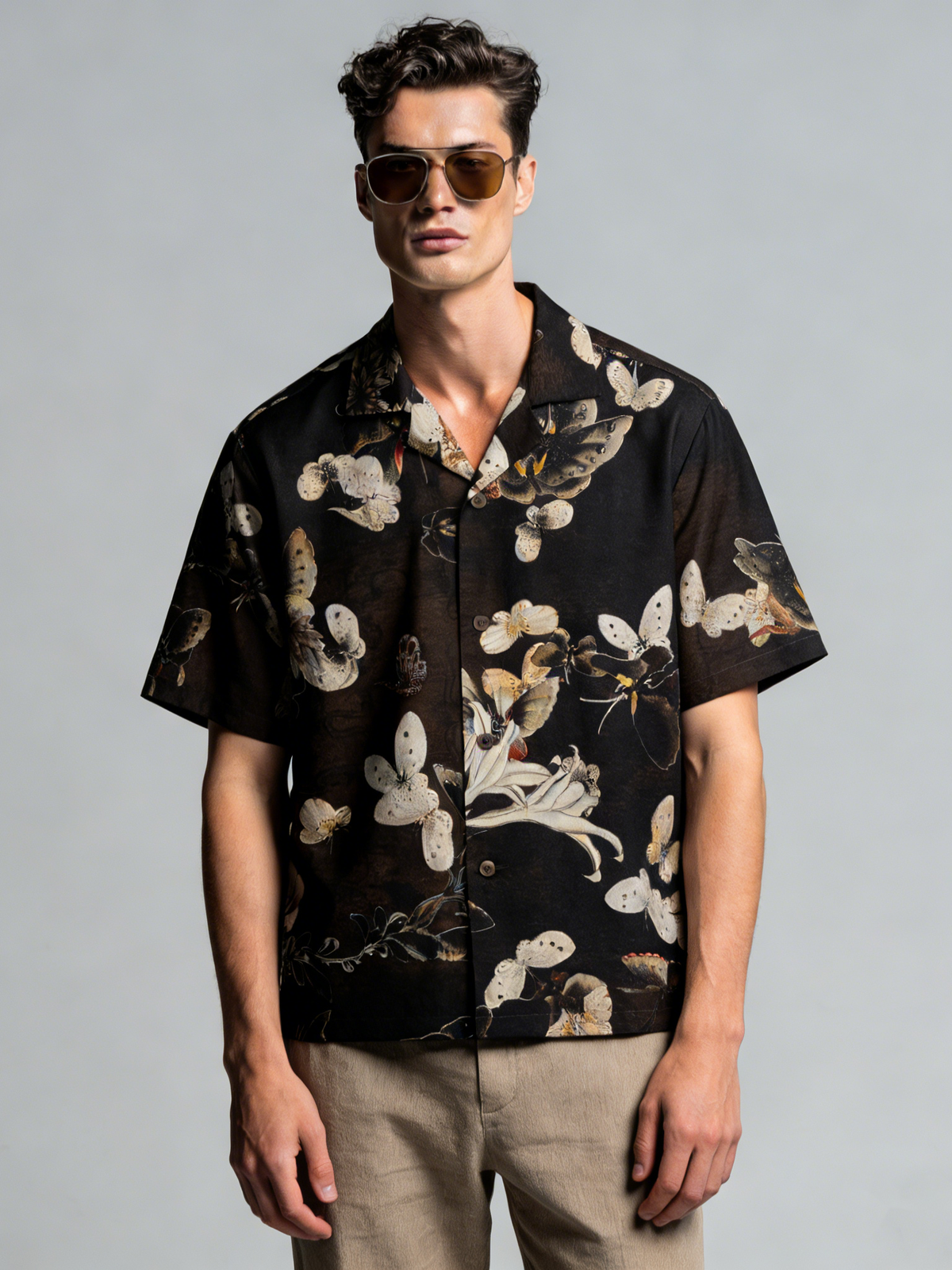 Cuban men's linen short-sleeved shirt
