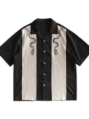Men's snake print Cuban collar shirt