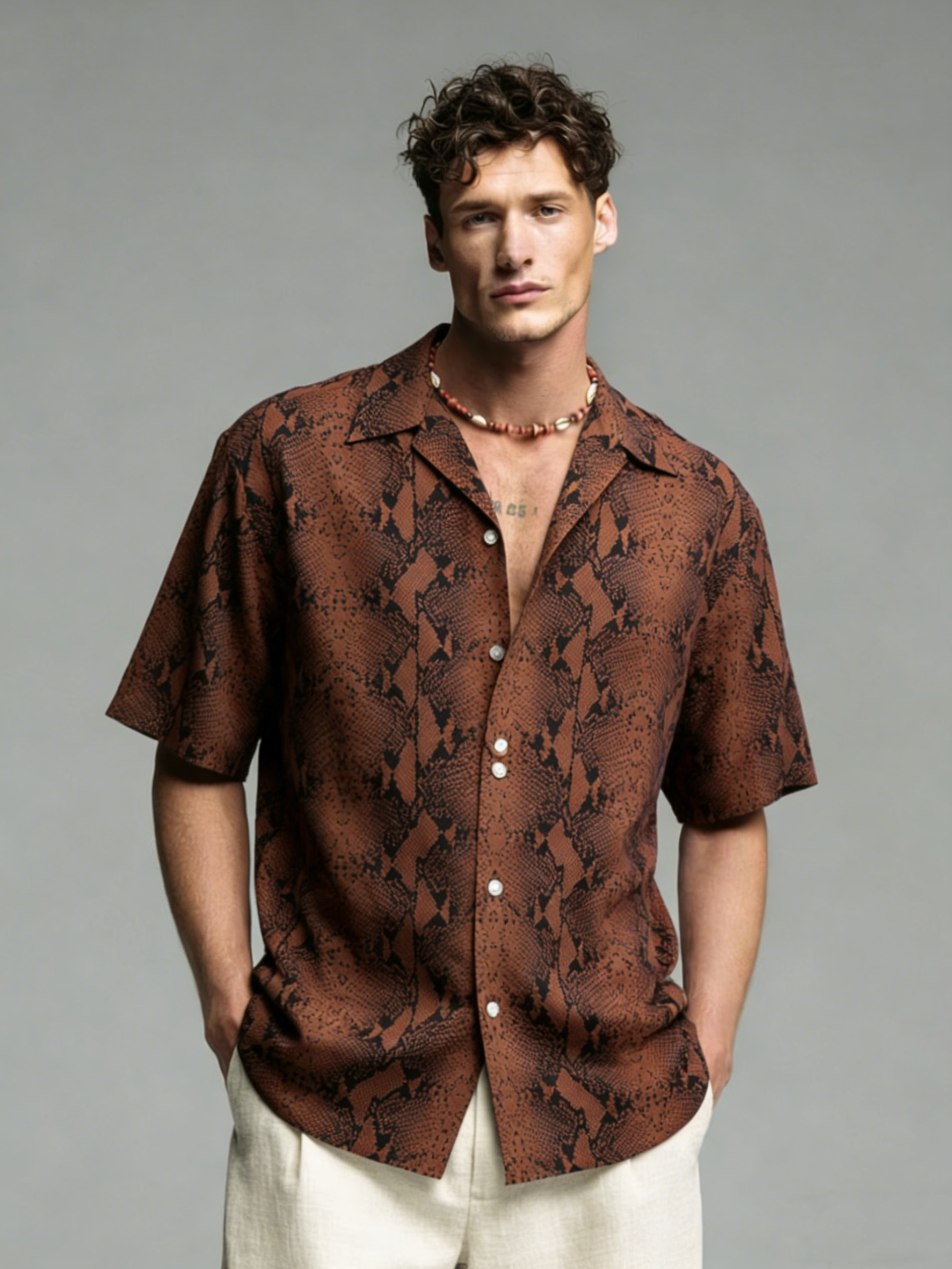 Casual printed summer short-sleeved shirt