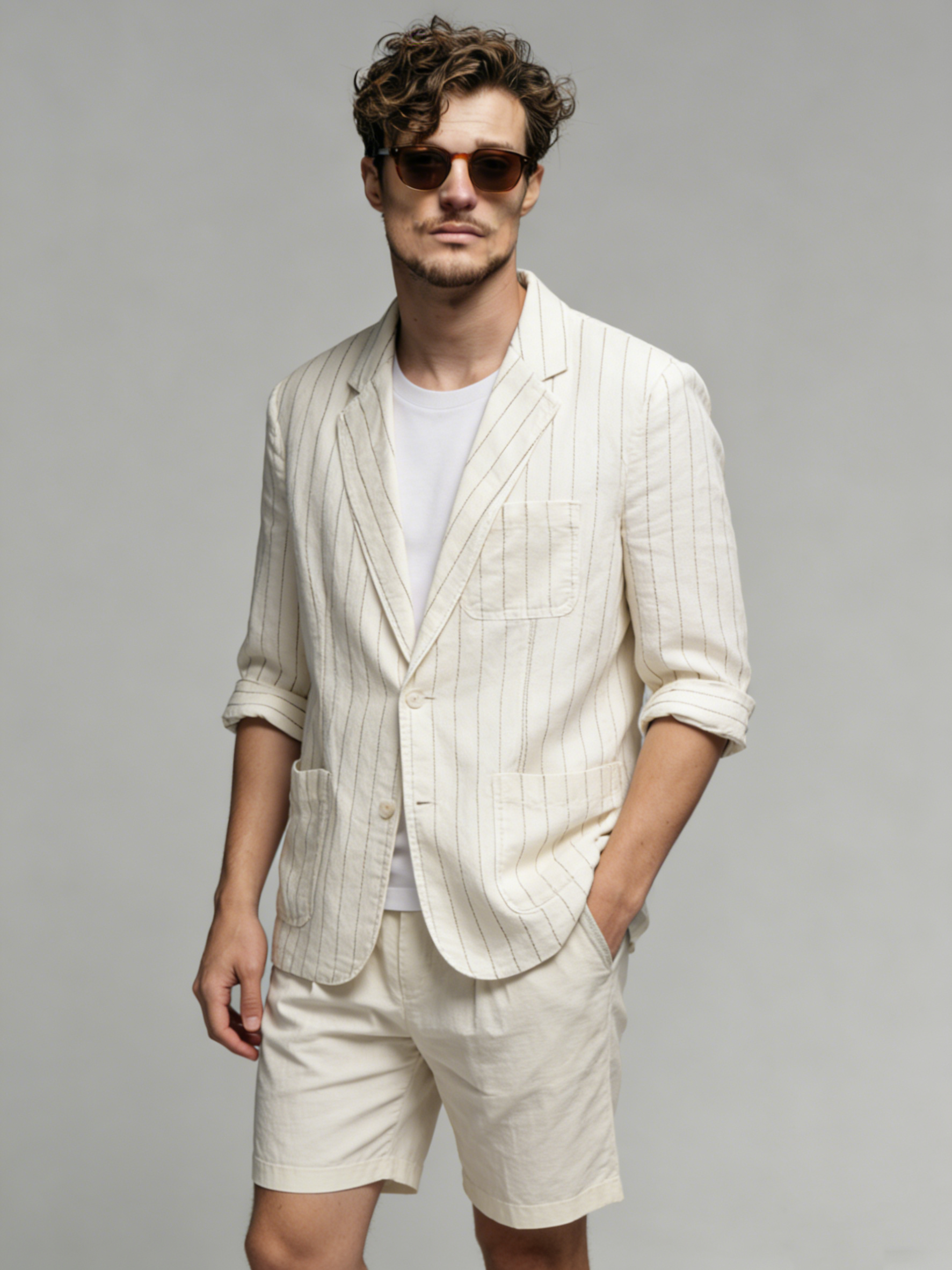 Linen jacquard suit jacket