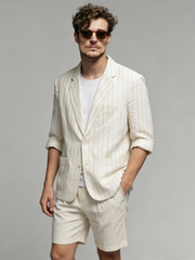 Linen jacquard suit jacket