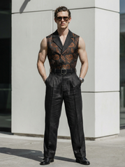 Men's Printed Linen Jumpsuit