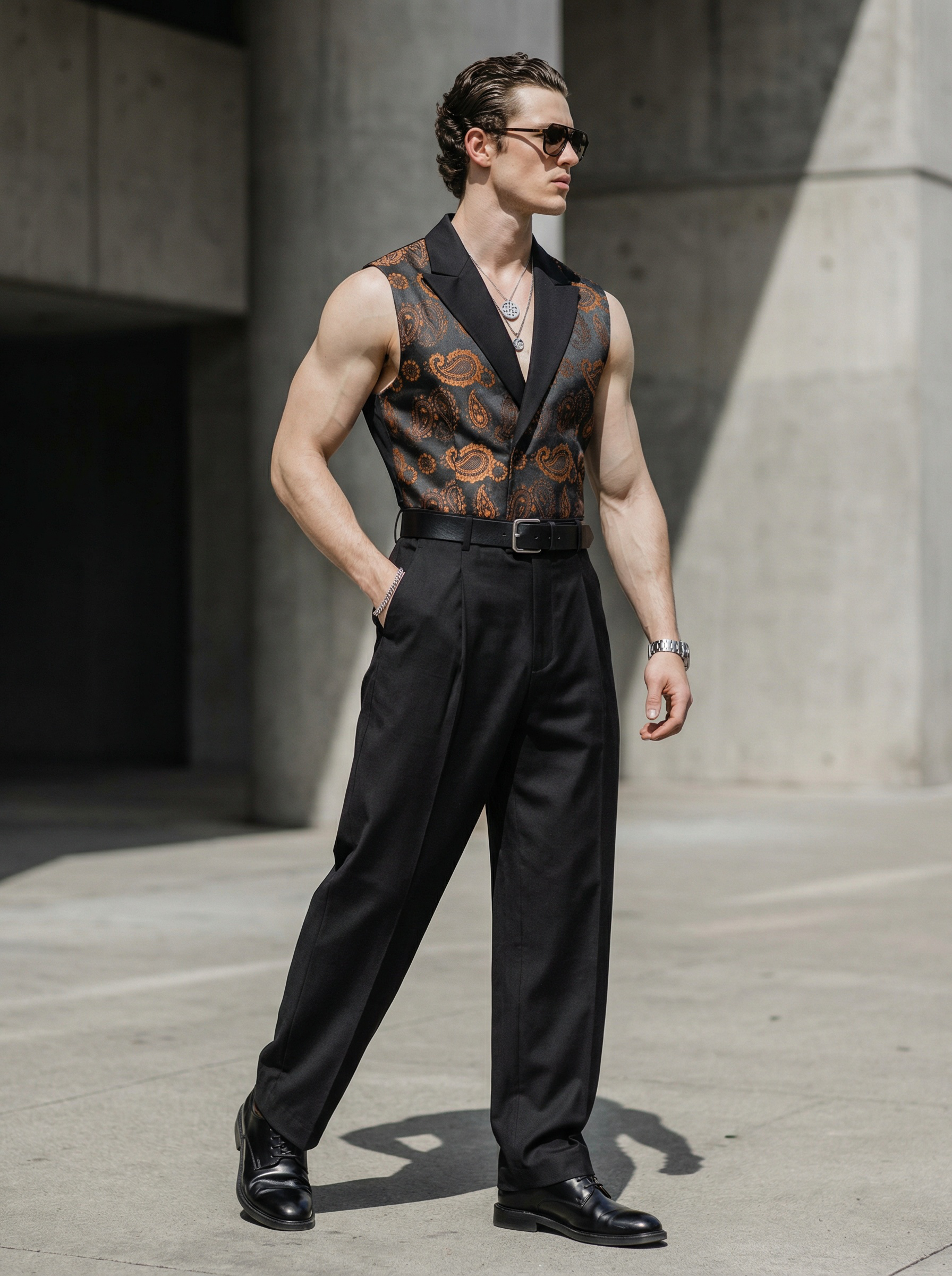 Men's Printed Linen Jumpsuit