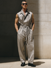 Men's Sleeveless Silk Jumpsuit