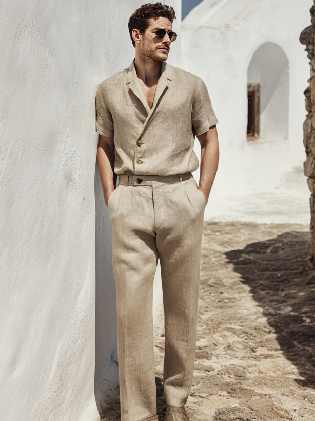 Men's Casual Linen Two-Piece Set
