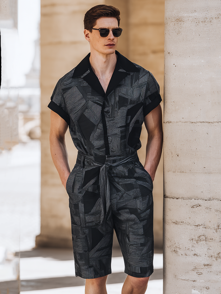 Men's Stylish Printed Short Jumpsuit