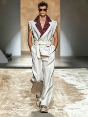 Men's Printed Sleeveless Fashion Set (Belt Not Included)