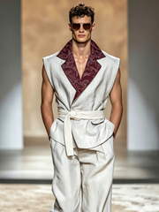 Men's Printed Sleeveless Fashion Set (Belt Not Included)