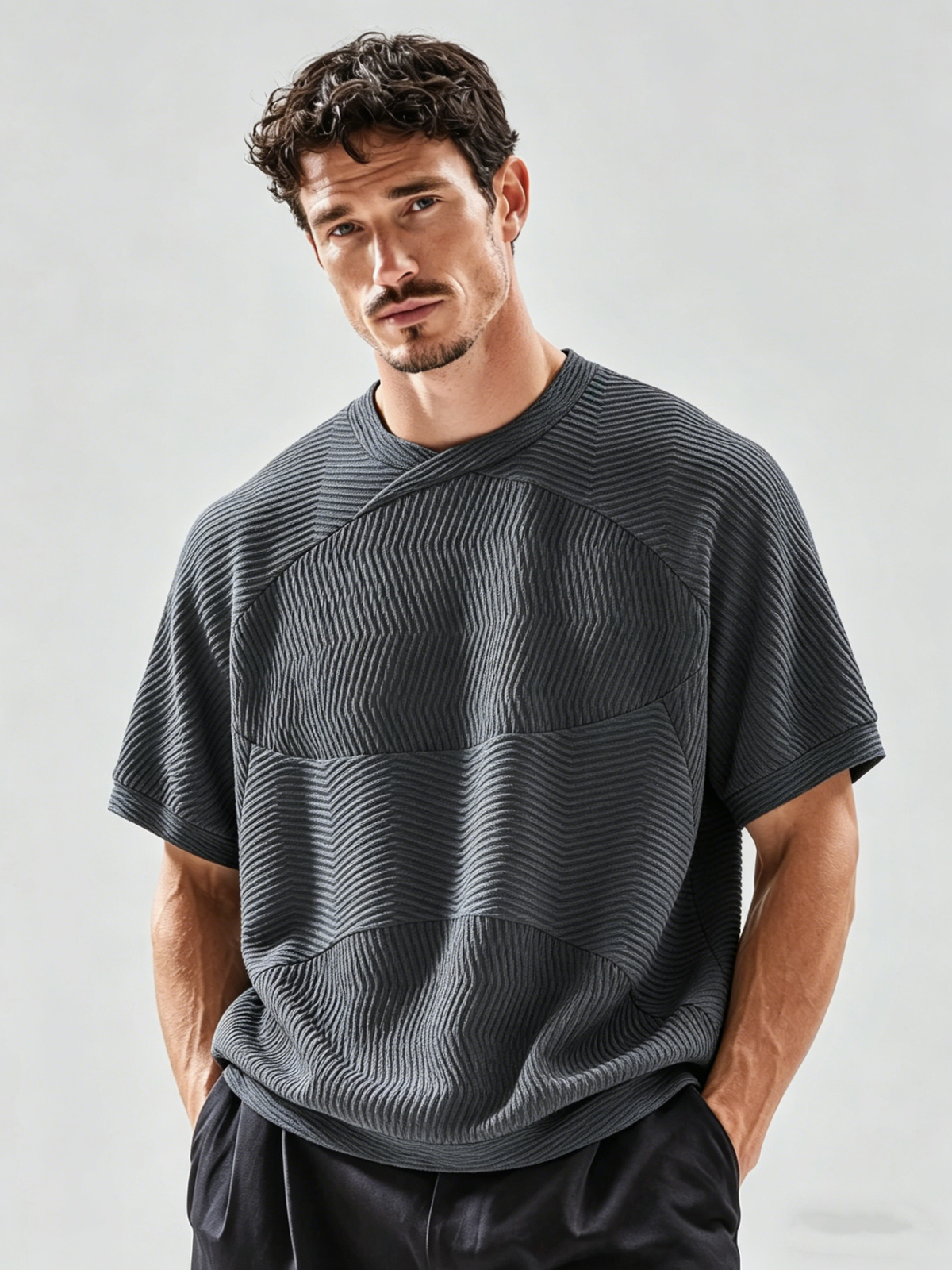 Men's Textured Crew Neck T-Shirt