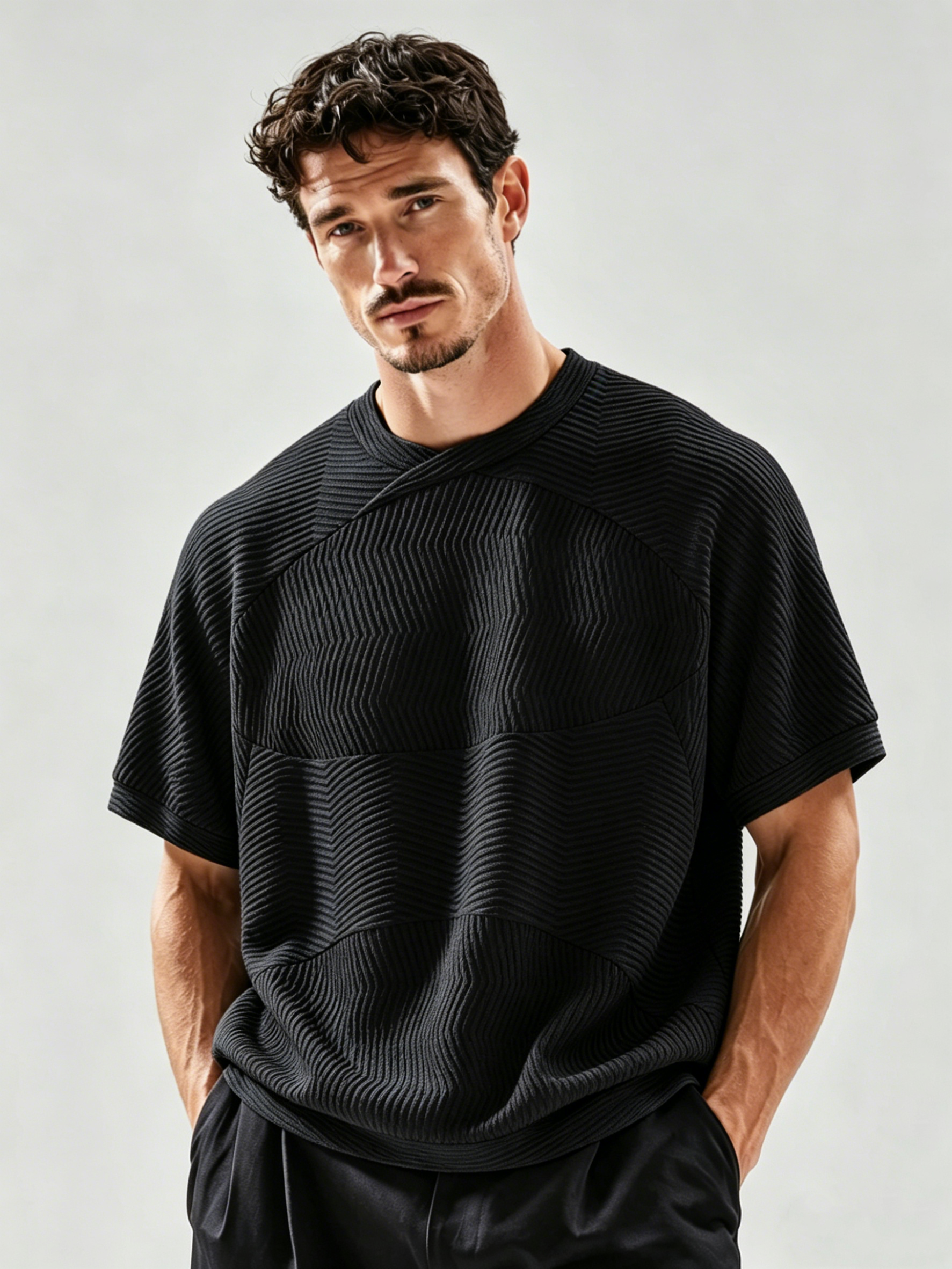 Men's Textured Crew Neck T-Shirt