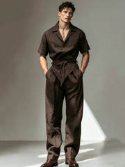 Men's Casual Linen Short-Sleeve Set