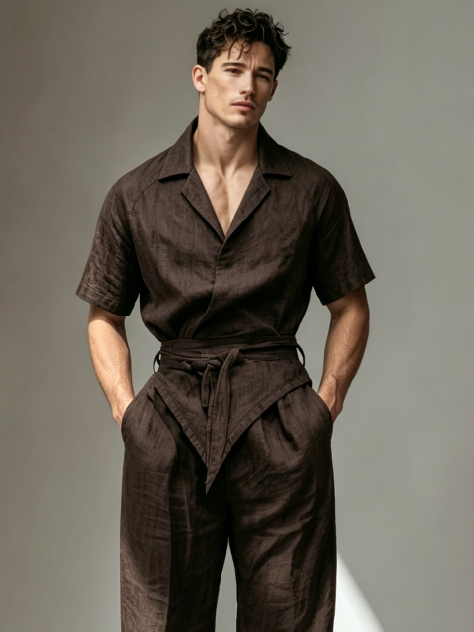 Men's Casual Linen Short-Sleeve Set