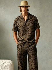 Stylish Leopard-Print Cotton-Linen Set