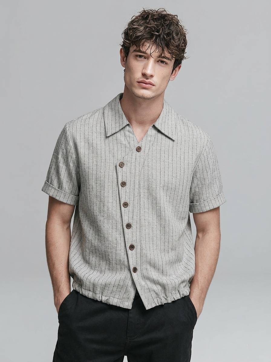 Stylish Asymmetrical Striped T-Shirt