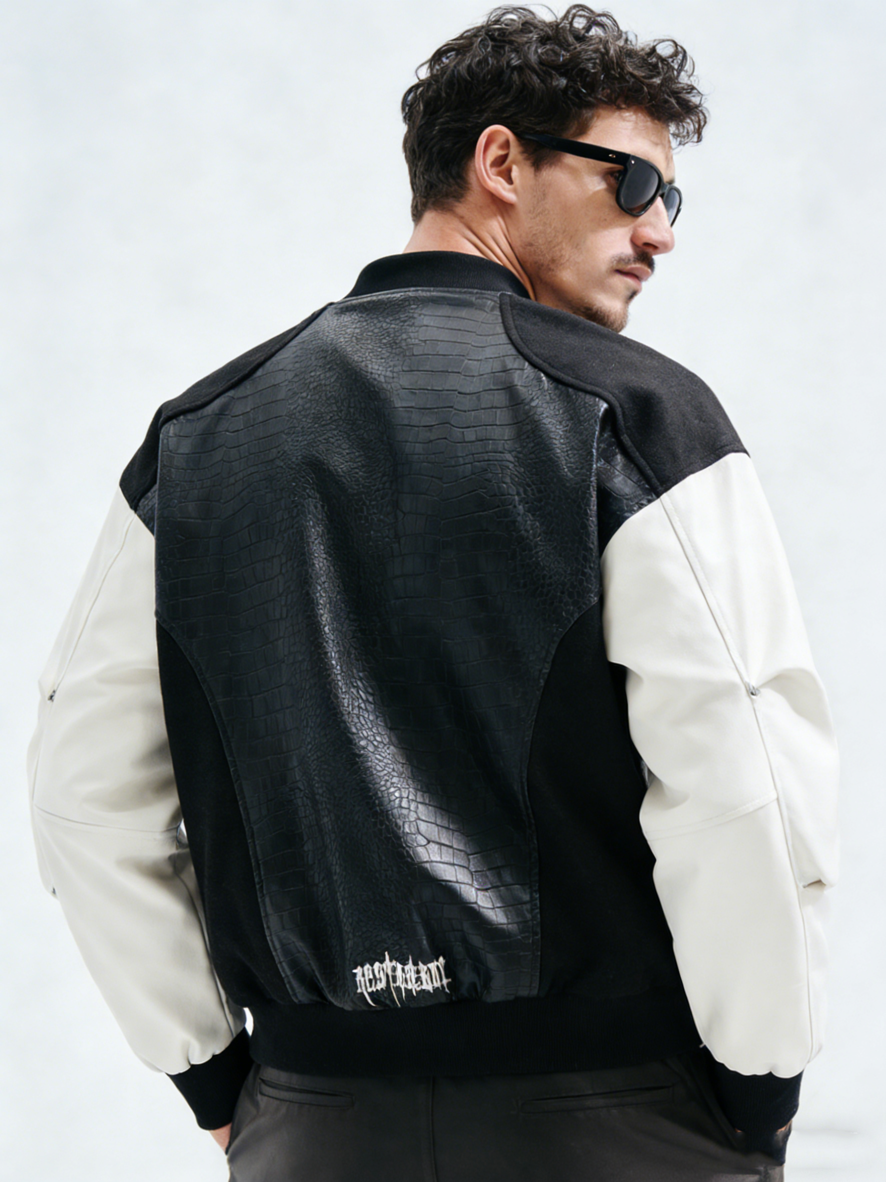 Leather printed baseball jersey
