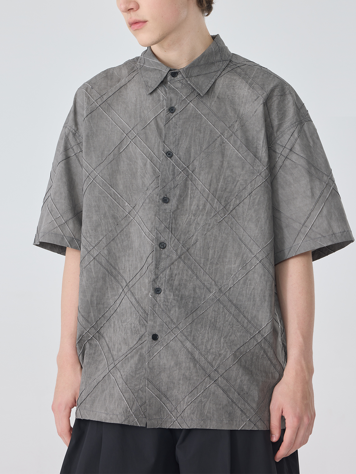 Men's casual printed checkered shirt