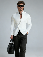 Fashion chain stand-up collar overlapping coat