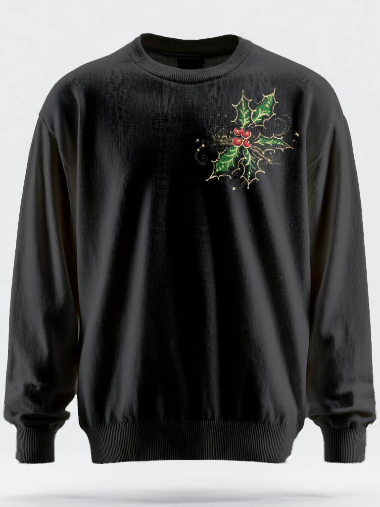 Round-neck printed sweater