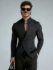 Fashion chain stand-up collar overlapping coat