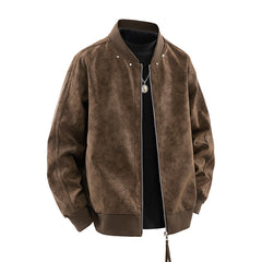 Casual men's zipper suede jacket