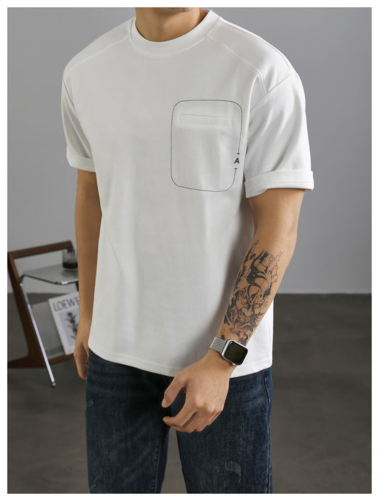 Men's casual fake pocket T-shirt with clear line design