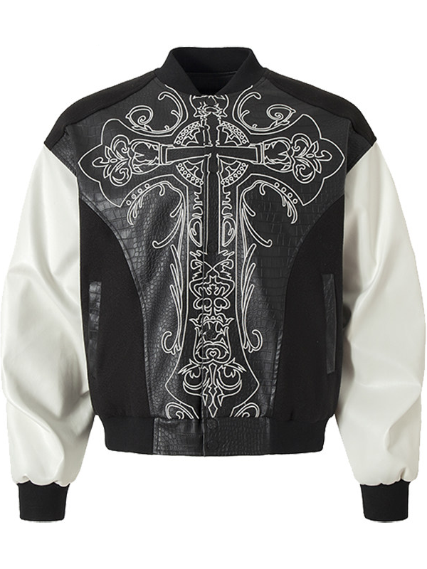 Leather printed baseball jersey