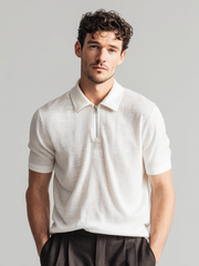 Men's casual lapel zipper T-shirt