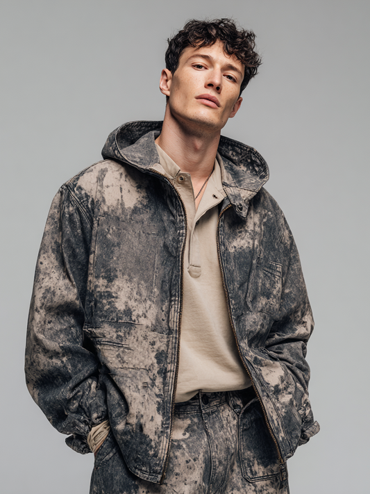 Men's retro camouflage hooded coat