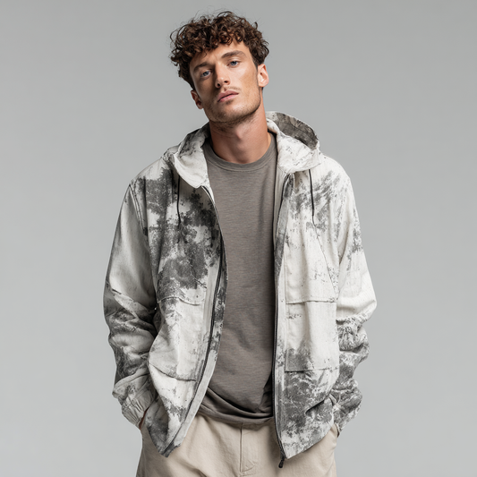 Men's casual camouflage patterned hooded jacket