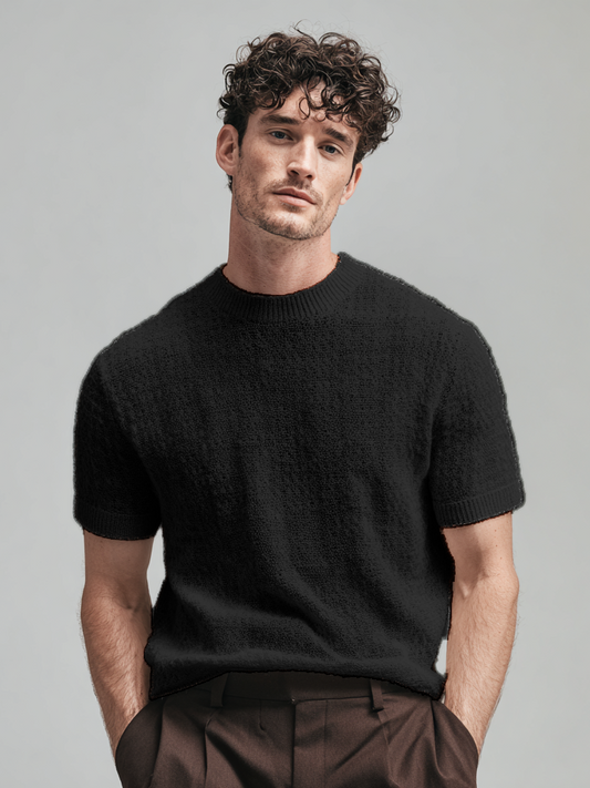 Men's casual knitted short-sleeved T-shirt
