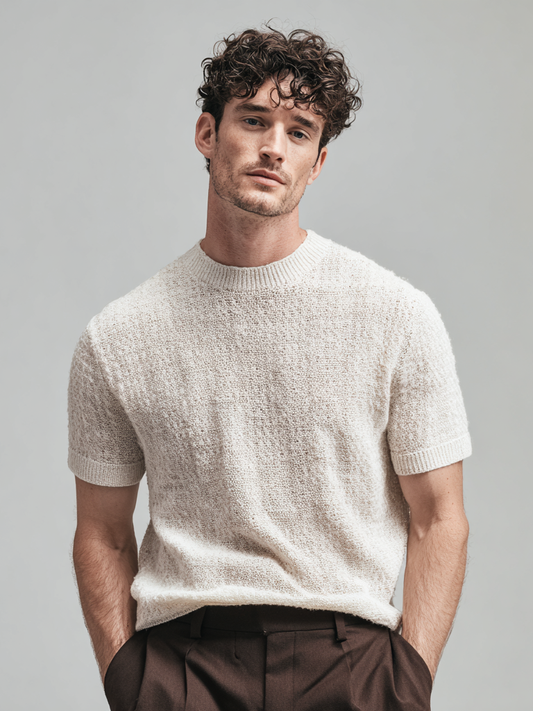 Men's casual knitted short-sleeved T-shirt