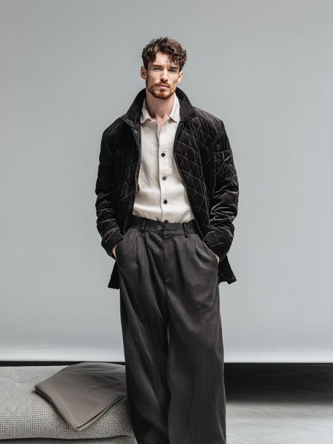 Men's fashionable velvet quilted coat