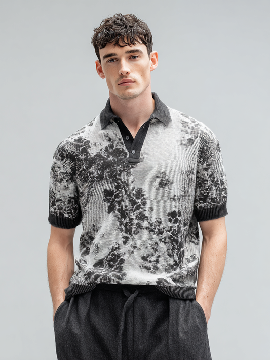 Men's casual abstract style printed polo