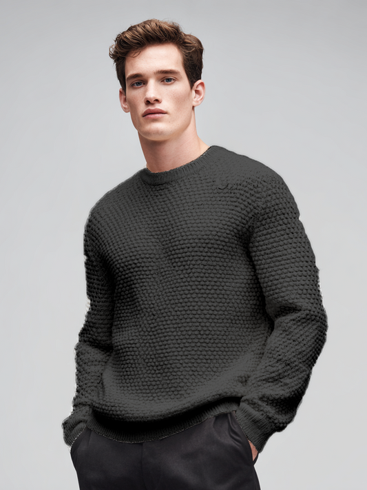 Men's casual knitted round-neck long-sleeved shirt