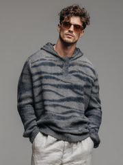 Men's water ripple printed hooded sweatshirt