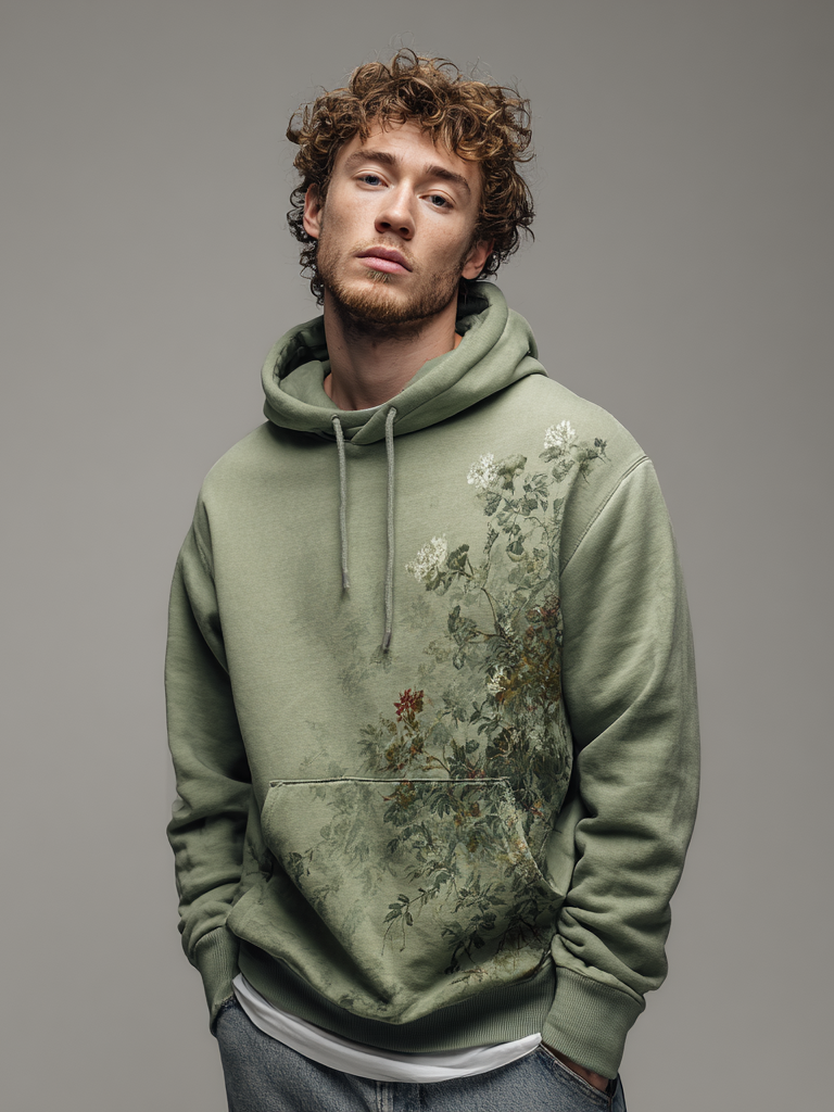 Men's hooded floral print sweatshirt