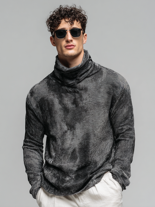 Loose printed lapel men's casual top