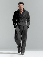 Men's linen suit collar jumpsuit