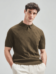 Men's casual diamond-shaped knitted lapel poloT T-shirt
