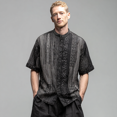 Men's casual linen printed shirt