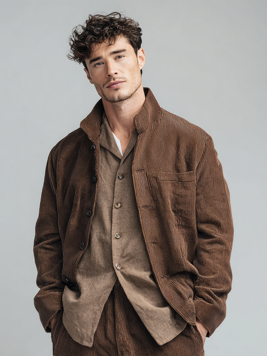 Men's corduroy lapel jacket