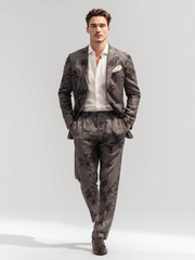 Men's casual printed lapel long-sleeved top