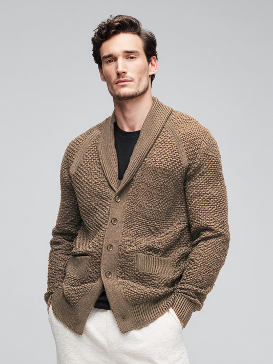 Casual men's knitted pocket coat