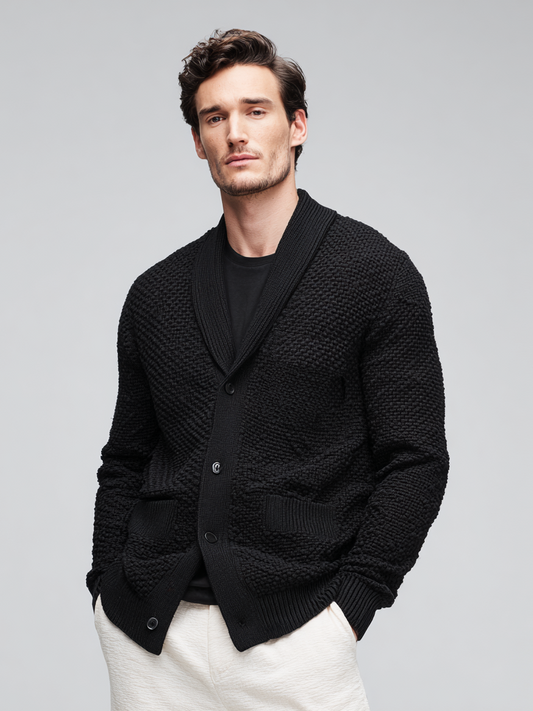 Casual men's knitted pocket coat
