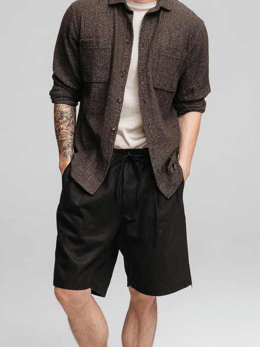 Men's casual suit fabric shorts(Drawstring style)