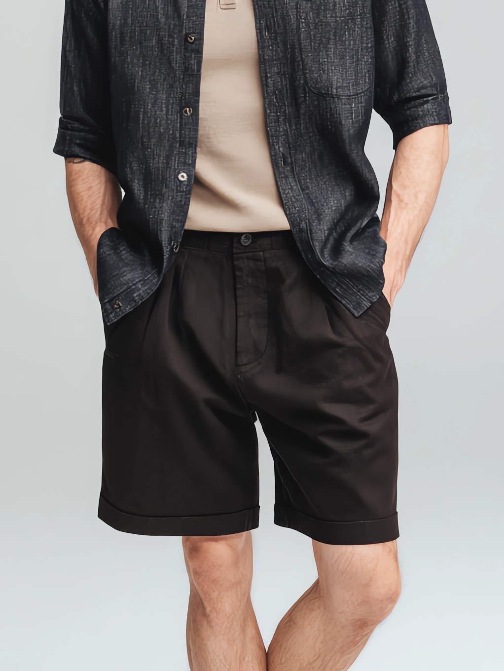 Men's casual suit fabric shorts