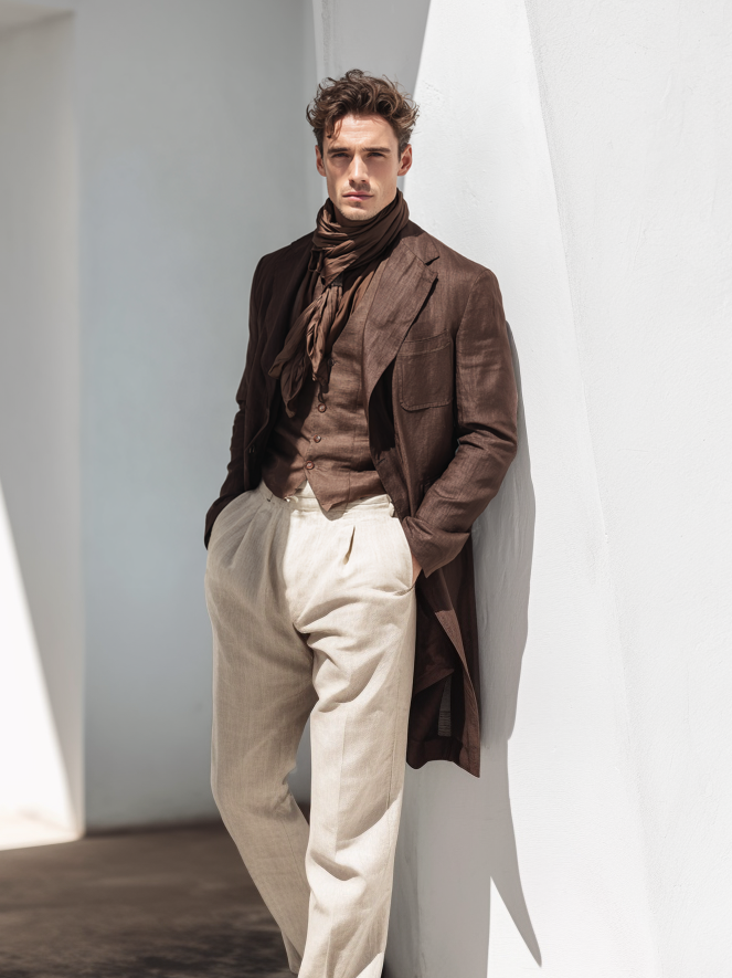 Men's casual long blended suit collar jacket