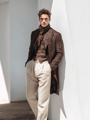 Men's casual long blended suit collar jacket