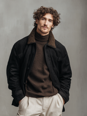 Men's fur collar blended jacket